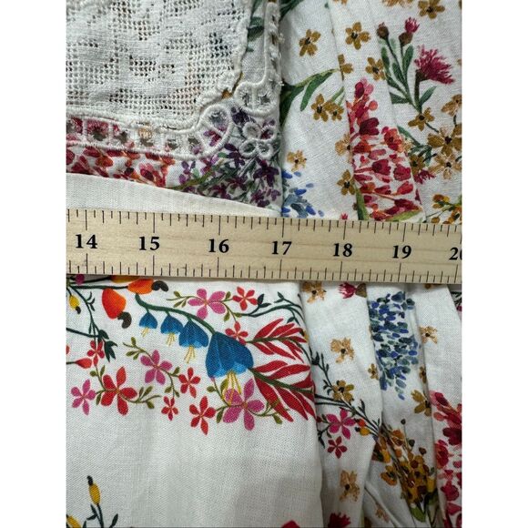 FARM RIO Delicate Forest Scarves Billowy-Sleeve Embroidered Mini Dress Women's L - Picture 12 of 14